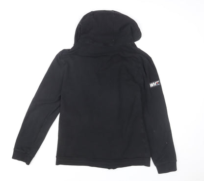 White Threads Men's Black L Basic Hooded Zip Activewear Jacket