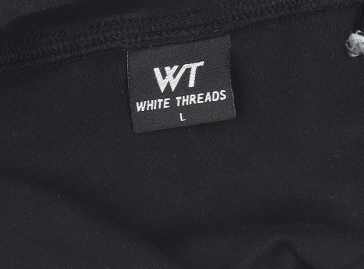 White Threads Men's Black L Basic Hooded Zip Activewear Jacket