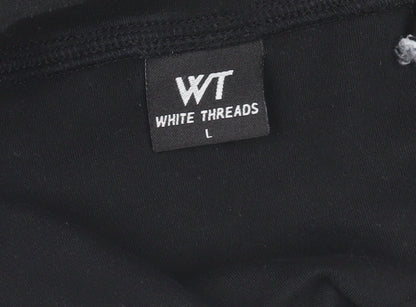 White Threads Men's Black L Basic Hooded Zip Activewear Jacket