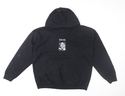 Urban Outfitters Men’s Black Pullover Hoodie M Graphic Print Fleece