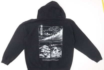 Urban Outfitters Men’s Black Pullover Hoodie M Graphic Print Fleece