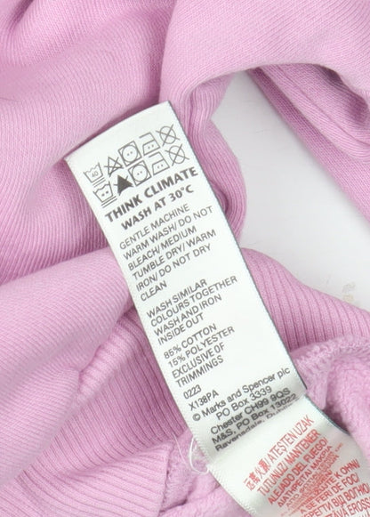 Marks and Spencer Girls Pink Full Zip Hoodie 9-10 Years Paradise Palms Embroidered