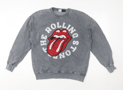 ZARA Girls Grey Rolling Stones Graphic Pullover Sweatshirt 13-14 Years