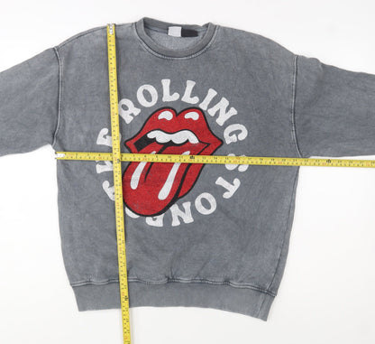ZARA Girls Grey Rolling Stones Graphic Pullover Sweatshirt 13-14 Years