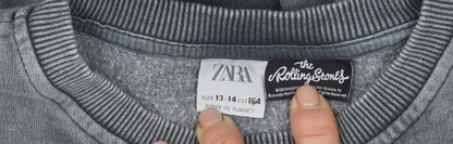 ZARA Girls Grey Rolling Stones Graphic Pullover Sweatshirt 13-14 Years