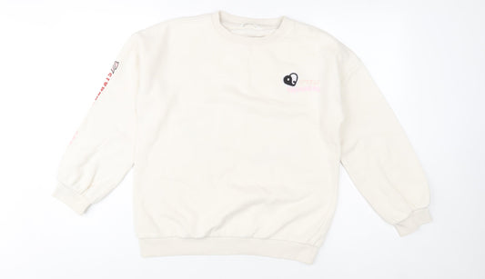 Marks and Spencer Girls Beige Graphic Sweatshirt 13-14 Years Crew Neck