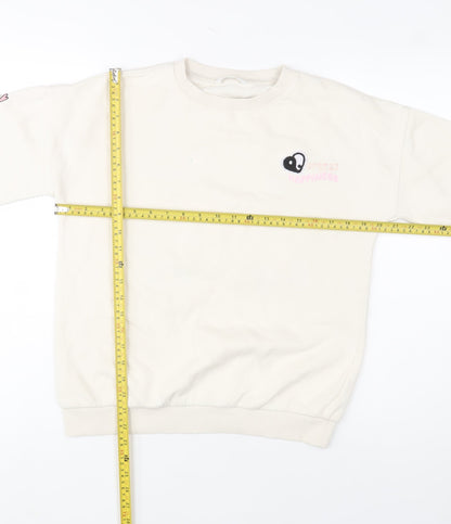 Marks and Spencer Girls Beige Graphic Sweatshirt 13-14 Years Crew Neck