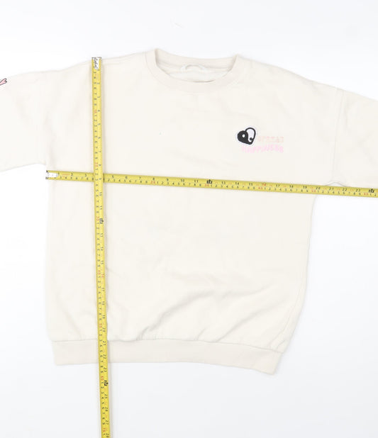 Marks and Spencer Girls Beige Graphic Sweatshirt 13-14 Years Crew Neck