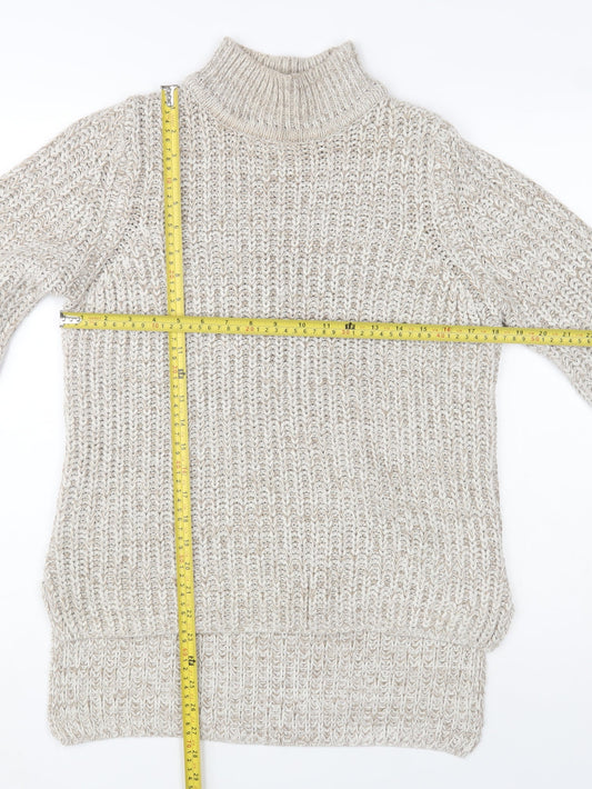 Brave Soul Womens Beige Chunky Knit Roll Neck Jumper Size 12