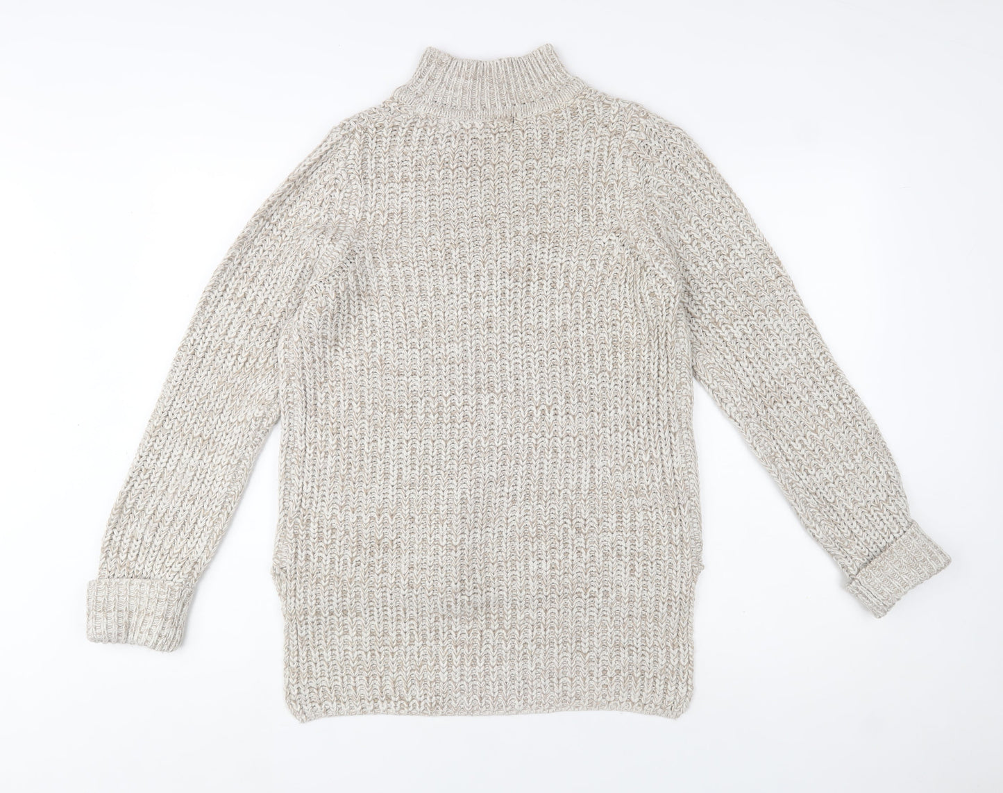 Brave Soul Womens Beige Chunky Knit Roll Neck Jumper Size 12