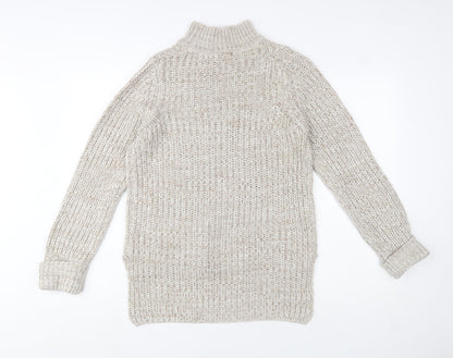 Brave Soul Womens Beige Chunky Knit Roll Neck Jumper Size 12