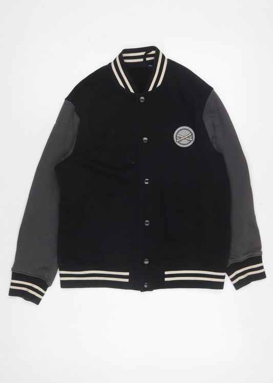 Boys UK Size 11-12 Years Uniqlo Black Varsity Jacket