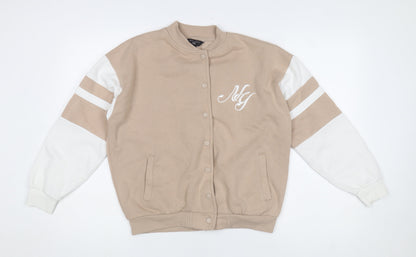New Look Girls Beige Varsity Jacket 915 Age 12-13 Snap Button Casual