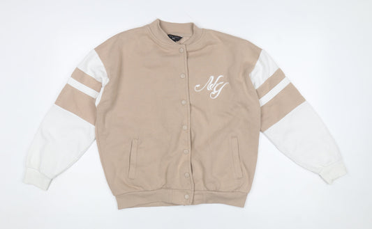 New Look Girls Beige Varsity Jacket 915 Age 12-13 Snap Button Casual