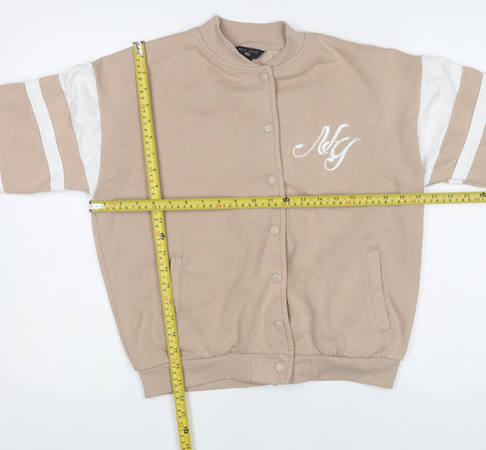 New Look Girls Beige Varsity Jacket 915 Age 12-13 Snap Button Casual