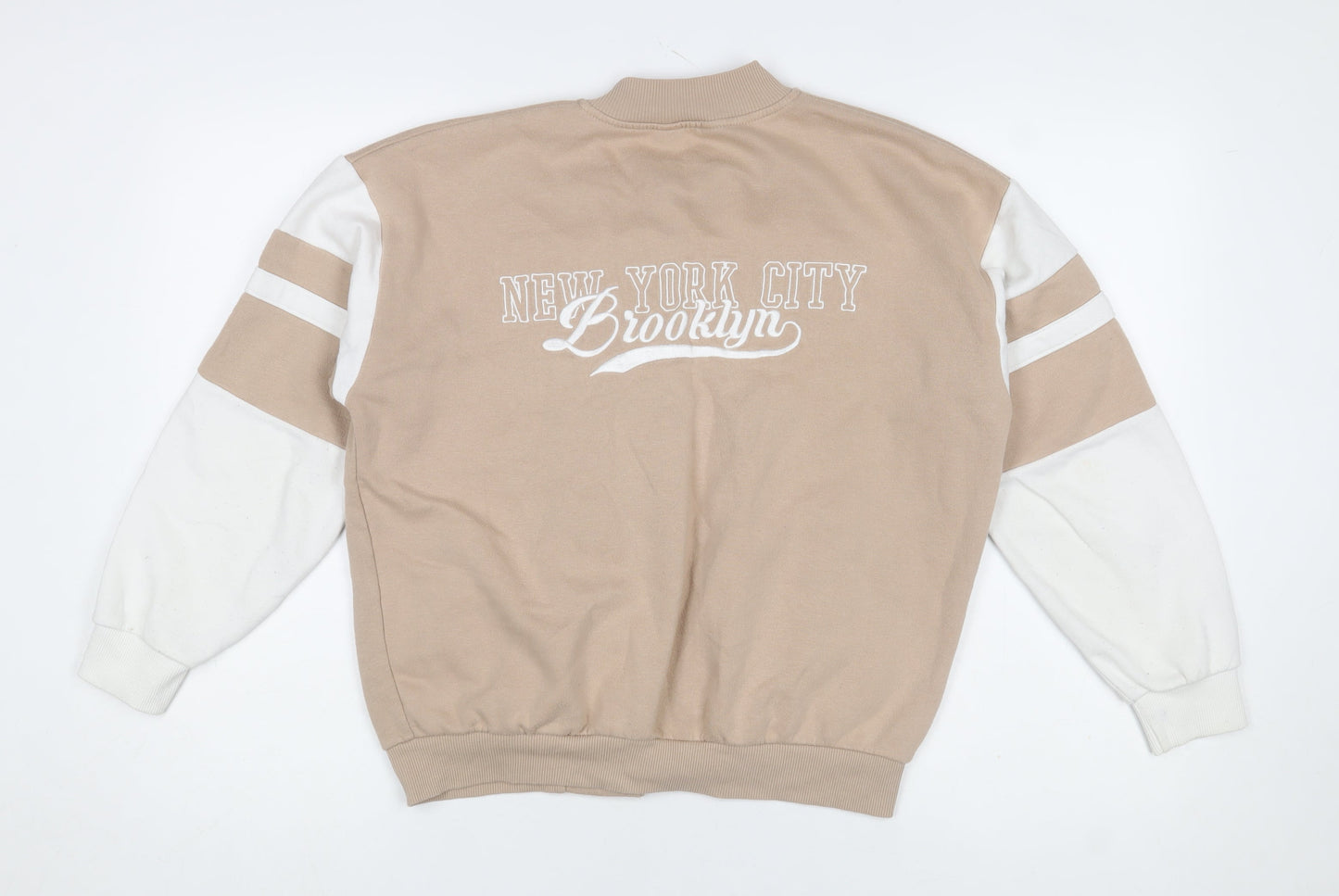 New Look Girls Beige Varsity Jacket 915 Age 12-13 Snap Button Casual