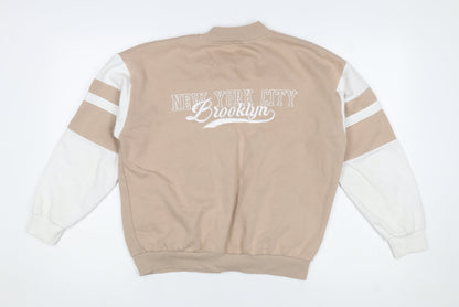 New Look Girls Beige Varsity Jacket 915 Age 12-13 Snap Button Casual