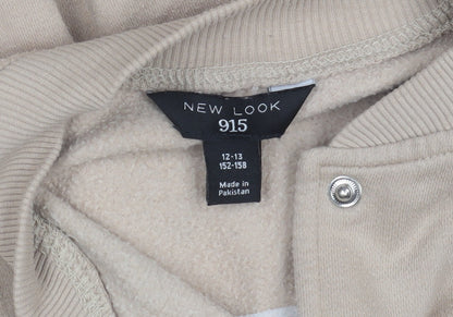 New Look Girls Beige Varsity Jacket 915 Age 12-13 Snap Button Casual