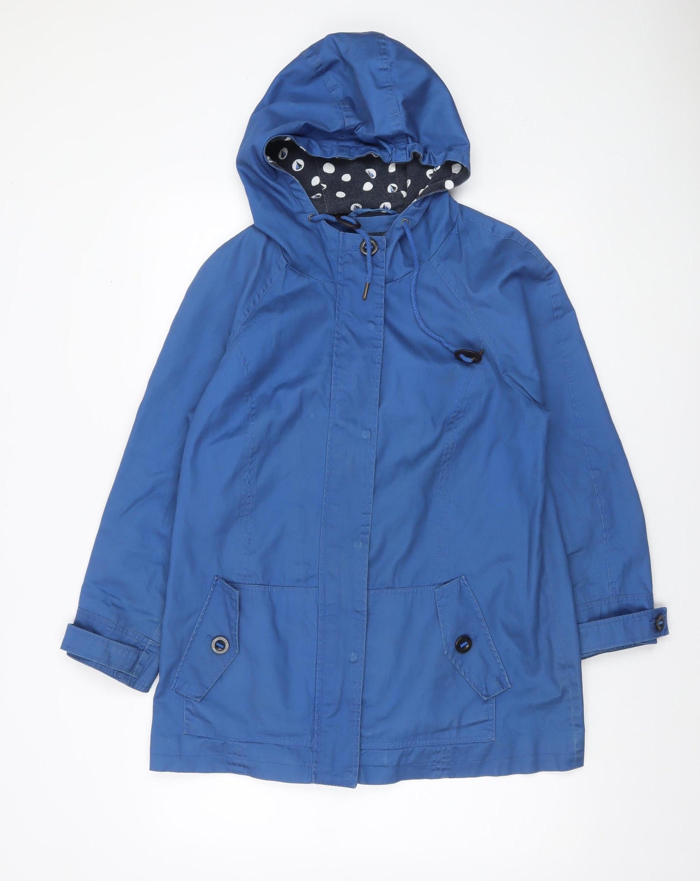 Maine New England Women's Blue Hooded Rain Coat Jacket Size 12