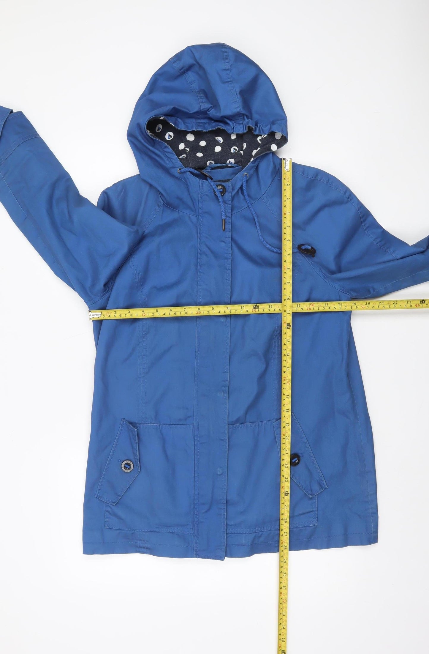 Maine New England Women's Blue Hooded Rain Coat Jacket Size 12