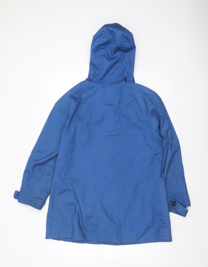 Maine New England Women's Blue Hooded Rain Coat Jacket Size 12