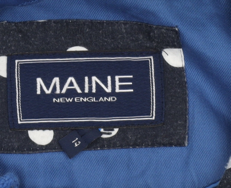 Maine New England Women's Blue Hooded Rain Coat Jacket Size 12