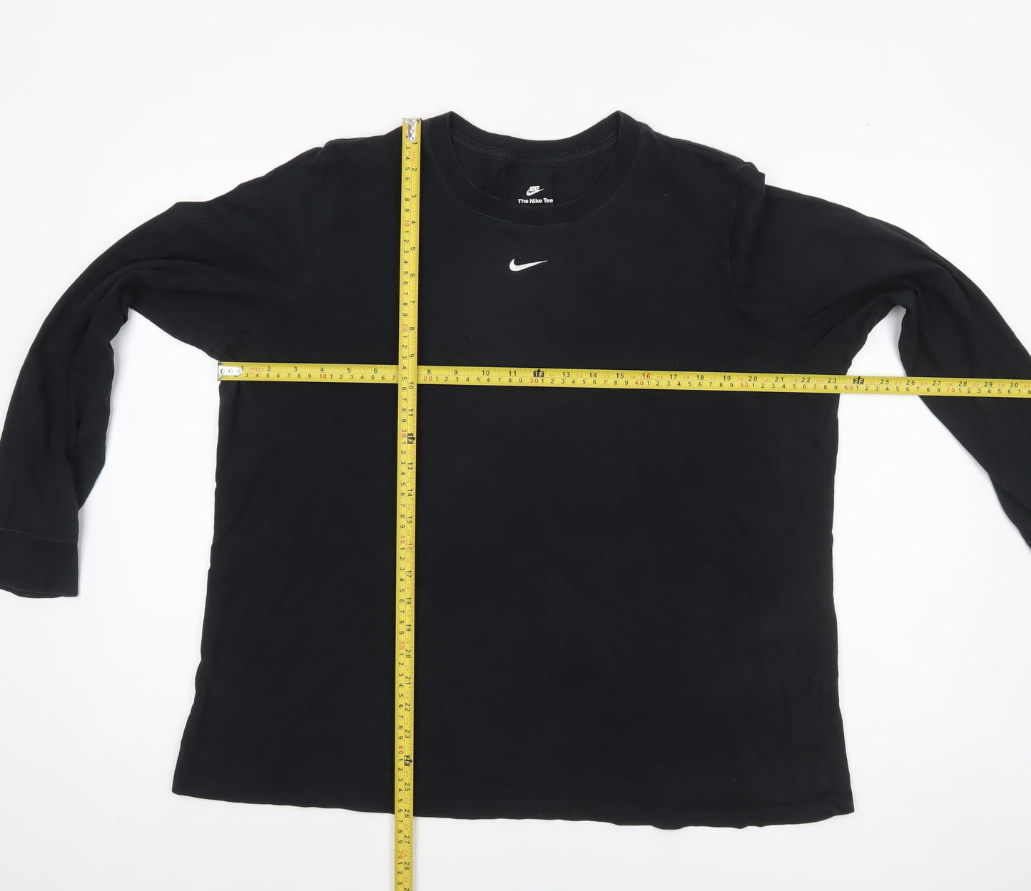 Nike Unisex Black 2XL Long Sleeve Crew Neck Cotton Tee