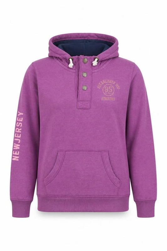 Womens UK Size L Crane Purple Henley Hoodie