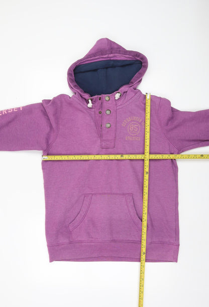 Crane College Team Womens Purple L Henley Hoodie Athletic Style