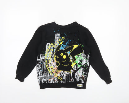 Tu Boys Black Pokémon Pikachu Sweatshirt 9 Years Long Sleeve Graphic Pullover
