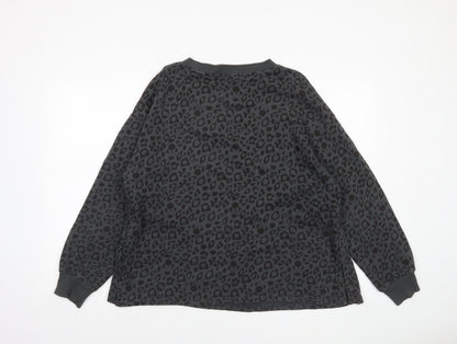 George Disney Minnie Mouse Black Leopard Print Sweatshirt Women L 16-18