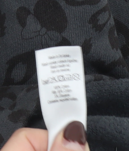 George Disney Minnie Mouse Black Leopard Print Sweatshirt Women L 16-18