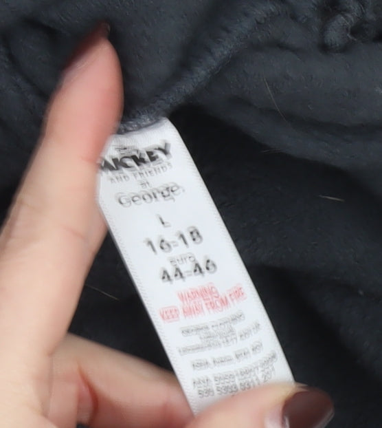 George Disney Minnie Mouse Black Leopard Print Sweatshirt Women L 16-18