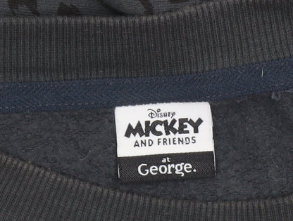 George Disney Minnie Mouse Black Leopard Print Sweatshirt Women L 16-18