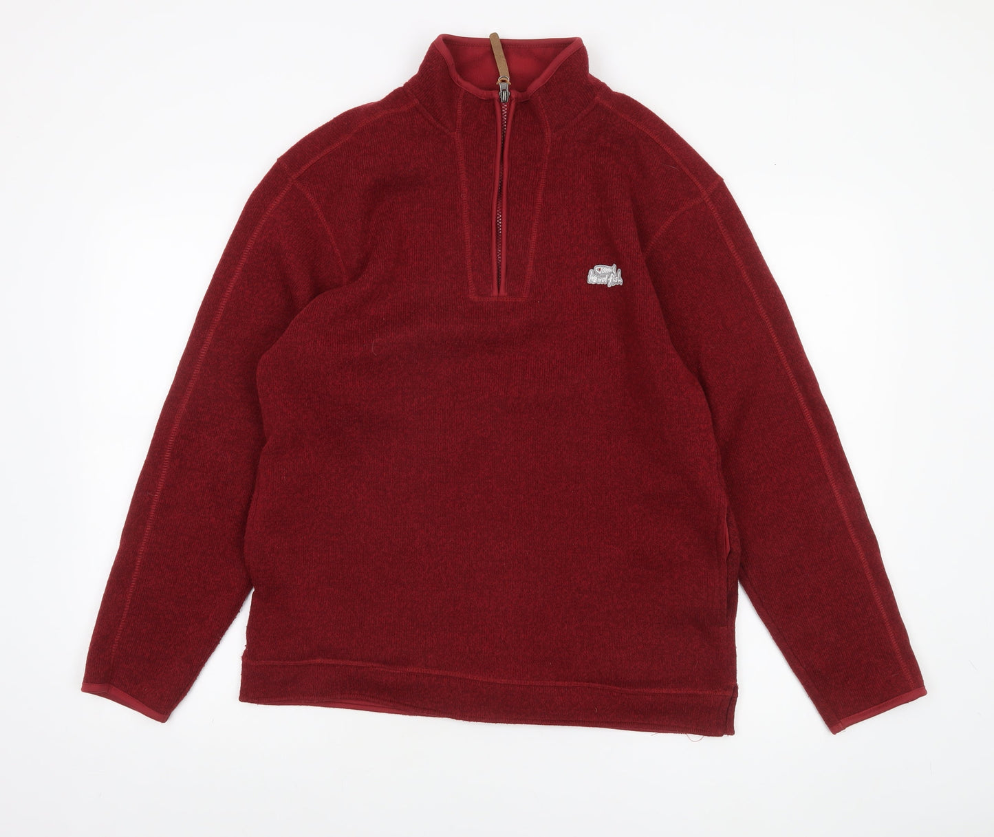 Weird Fish Men's Red 1/4 Zip Fleece Sweatshirt Size S Regular Fit