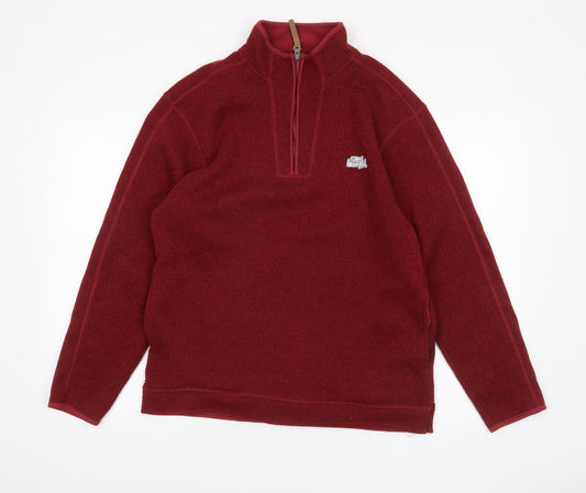 Weird Fish Men's Red 1/4 Zip Fleece Sweatshirt Size S Regular Fit