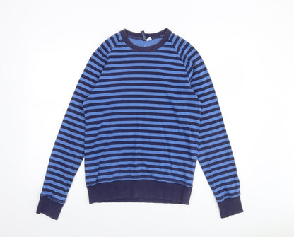 Divided by H&M Women Blue Striped Cotton Pullover Sweatshirt Size S