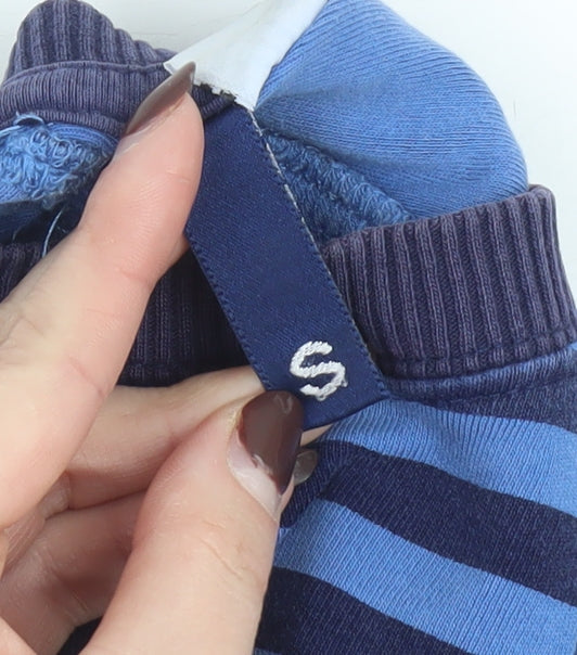 Divided by H&M Women Blue Striped Cotton Pullover Sweatshirt Size S