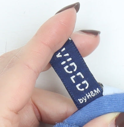 Divided by H&M Women Blue Striped Cotton Pullover Sweatshirt Size S