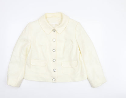 F&F Women Ivory Tweed Button Up Blazer Jacket Size 18