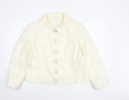 F&F Women Ivory Tweed Button Up Blazer Jacket Size 18