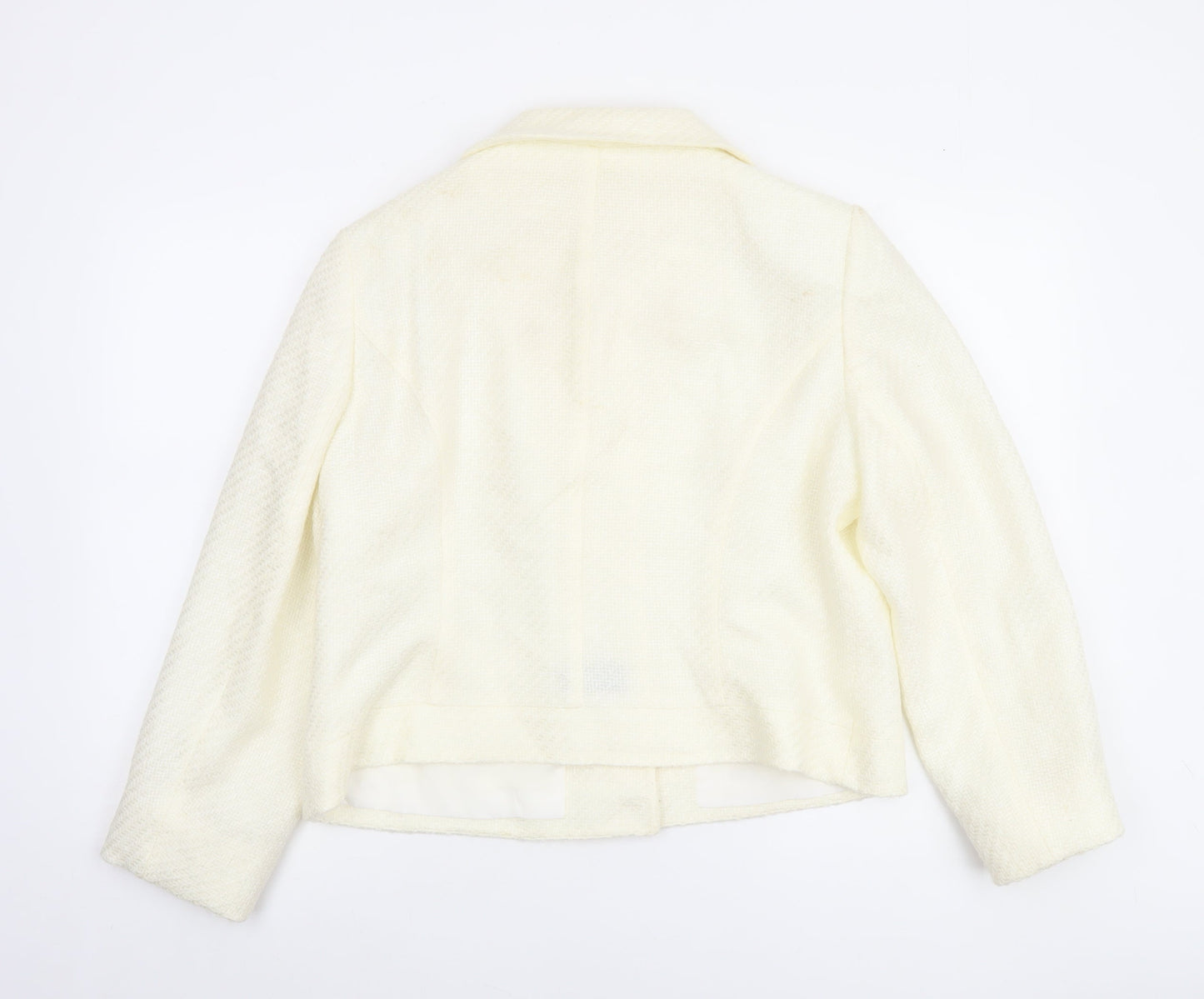 F&F Women Ivory Tweed Button Up Blazer Jacket Size 18