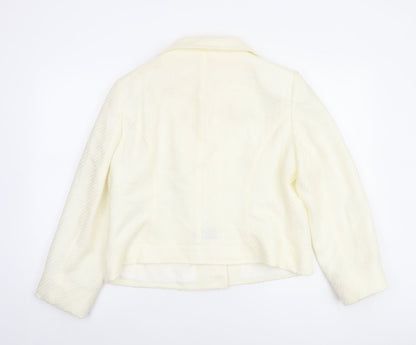 F&F Women Ivory Tweed Button Up Blazer Jacket Size 18