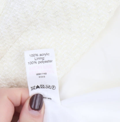 F&F Women Ivory Tweed Button Up Blazer Jacket Size 18