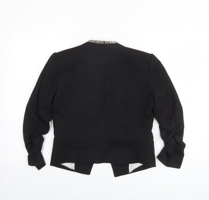 H&M Women Black Beaded Trim Blazer Jacket Size 10 Regular Fit