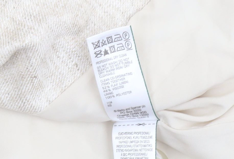 Marks and Spencer Women Beige Linen Blend Regular Fit Blazer Size 10