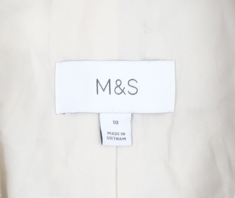 Marks and Spencer Women Beige Linen Blend Regular Fit Blazer Size 10