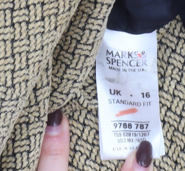 Marks and Spencer Women’s Gold Woven Blazer UK 16 Classic Fit