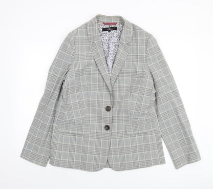Next Women Grey Check Single-Breasted Blazer Size 14