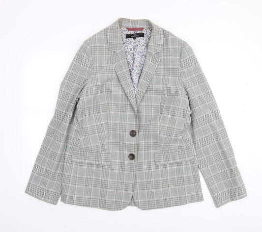 Next Women Grey Check Single-Breasted Blazer Size 14
